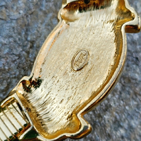 VTG Trifari Egyptian Revival Lucite Cabochon Gold Omega Chain Collar Necklace - Picture 11 of 13